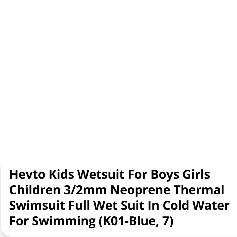 Hevto Wetsuit Kids Size 7 Black Blue Excellent 3mm Neoprene Full Body Back Zip